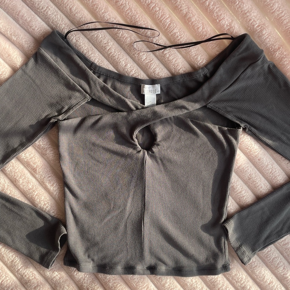 Gray Off-Shoulder Women's Top